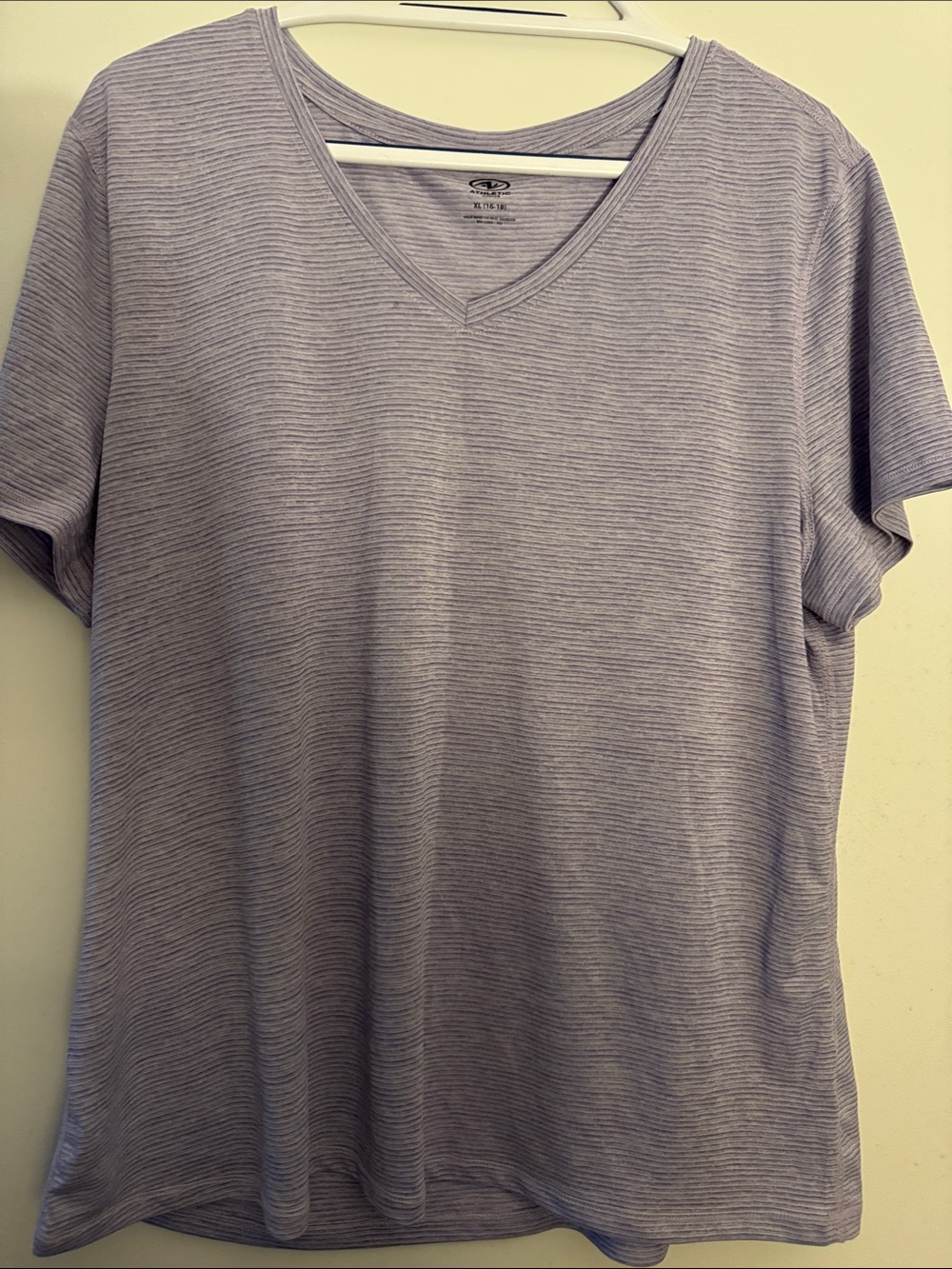 Athletic Works Lavender Striped V-Neck Tee